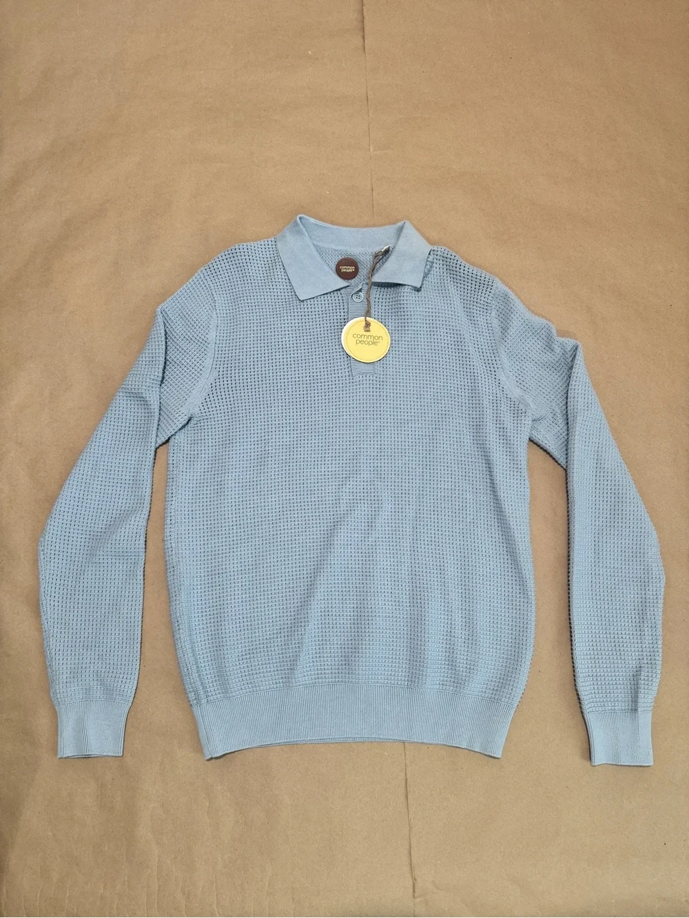 Common People Massie Blue Collar Cotton Sweater Knit Long Sleeve Regular Fit